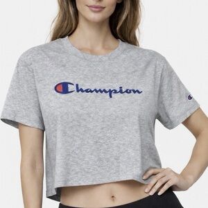 Champion Gray Cropped Logo Tee